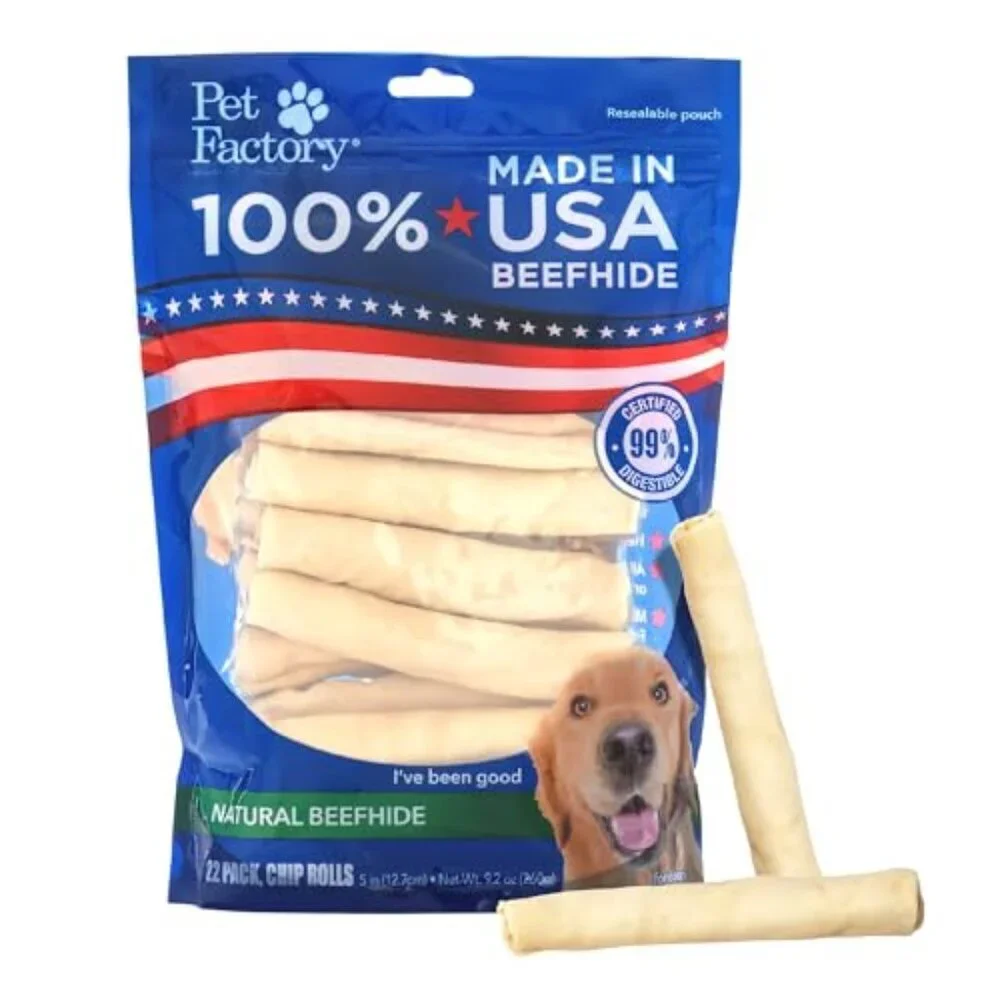 Natural Beefhide Dog Chews Long Lasting Dental Treats Pack of 22